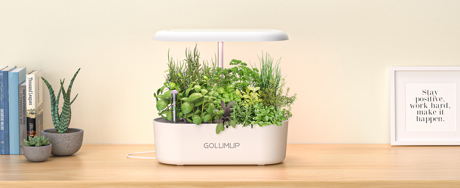 Smart Garden: Гідропонна система для вирощування зелені з LED лампою 26W та 12 капсулами. Регульована висота до 50 см.