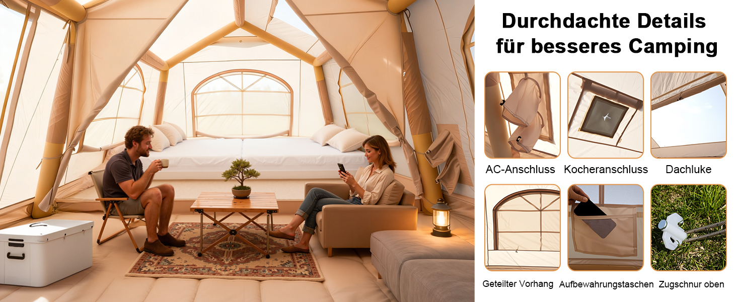 Надувний намет для кемпінгу Oxford 10 осіб - Водонепроникний, Air Glamping намет для відпочинку на природі