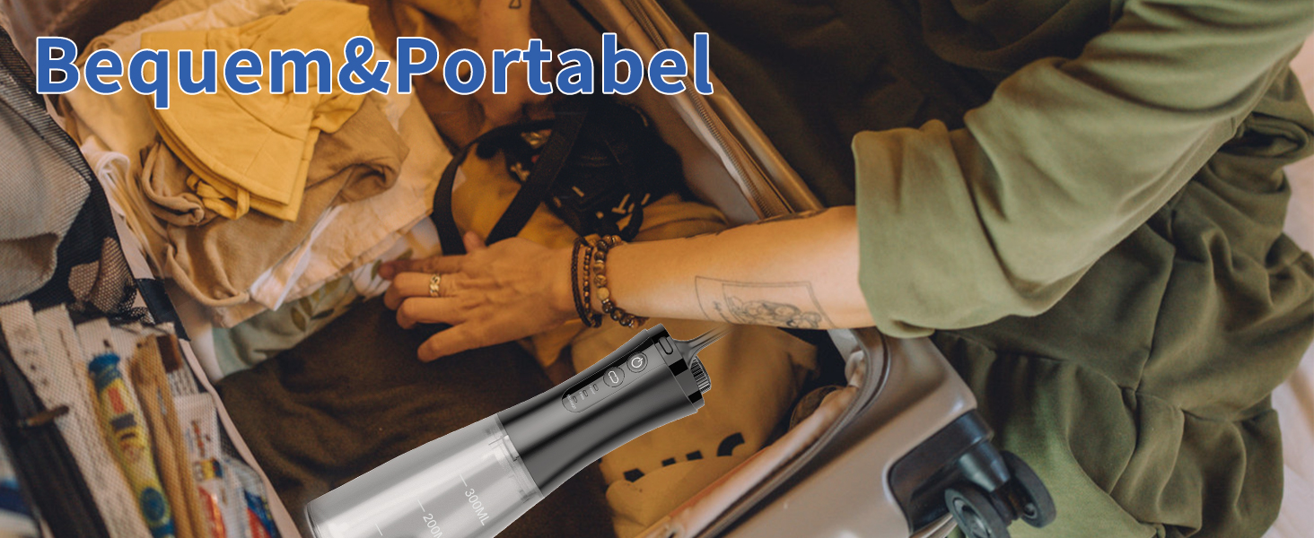 Електрична ірigator для порожнини рота VITCOCO бездротовий, 350 мл, 12 режимів, 5 насадок, чорний