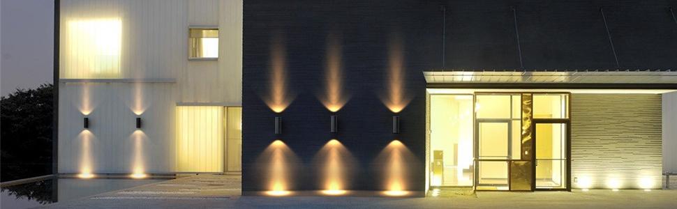 Набір зовнішніх настінних світильників Klighten (2 шт), GU10, чорний алюміній, Up-Down підсвітка, водонепроникні IP65 для саду, тераси та входу, без ламп