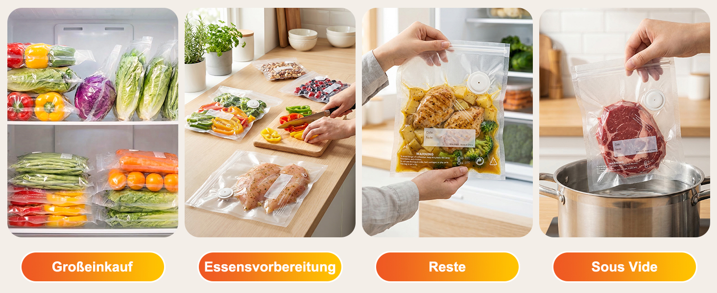 Вакууматор Babacom портативний з резервуаром для води, потужність 60кПа, автоматичний вакуумний пакувальник з пульс-функцією для делікатних продуктів, 20 багаторазових пакетів у комплекті