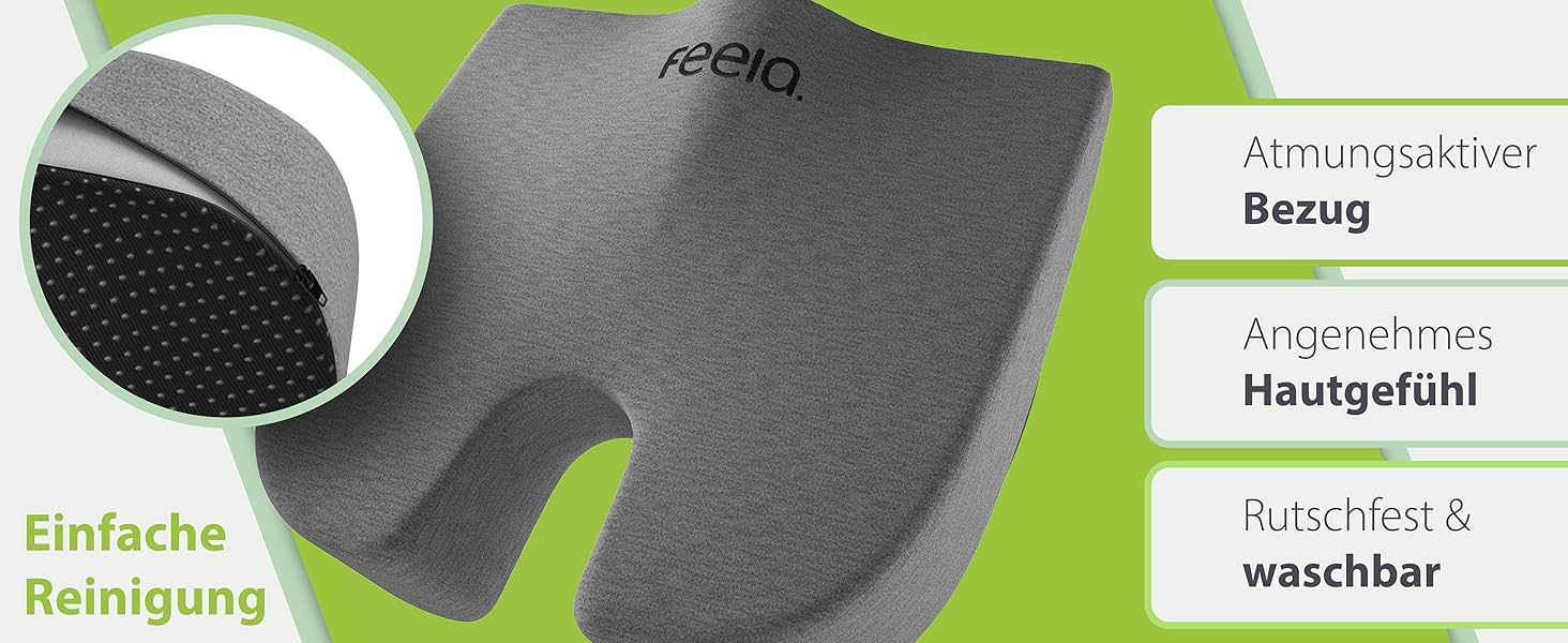 Ортопедична подушка-клинок Feela® для сидіння: 3 ступені жорсткості, для автомобіля та дивану. Ергономічна подушка-клинок для спини, для автомобіля, дивана, офісу. (Діапазон ваги: 50-80 кг)