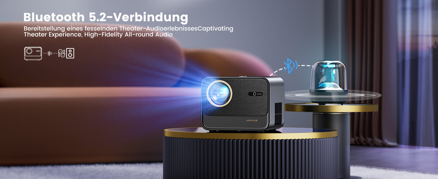 Beamer 4K з автофокусом та корекцією трапеції: проєктор для домашнього кінотеатру та перегляду з телефону (1080p, WiFi6, Bluetooth, Dolby Audio)