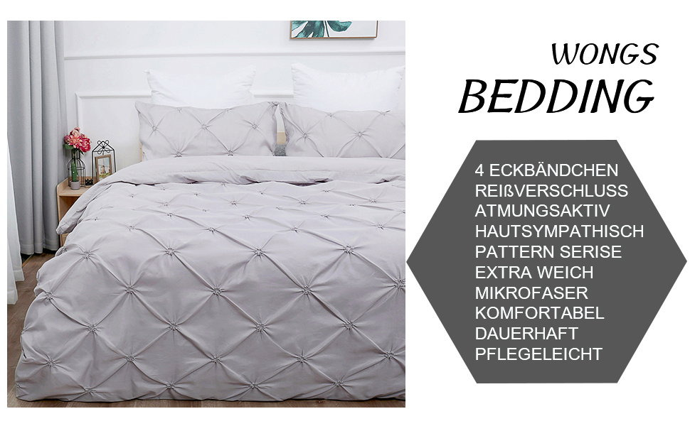 Комплект постільної білизни WONGS BEDDING 135x200 см, 2 шт. и, мікрофібра, блискавка, сірий