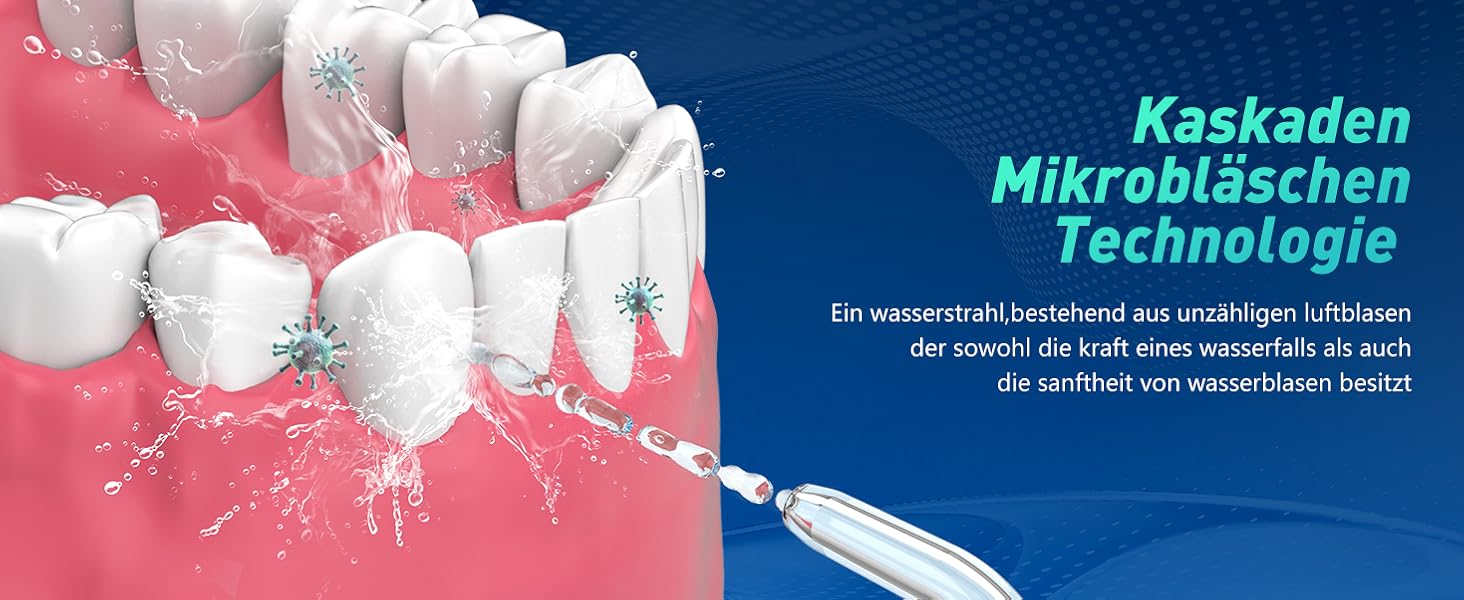 Іригатор для порожнини рота Munddusche, професійний, з технологією мікробульбашок, регулювання тиску води, для чищення зубів та брекетів, білий