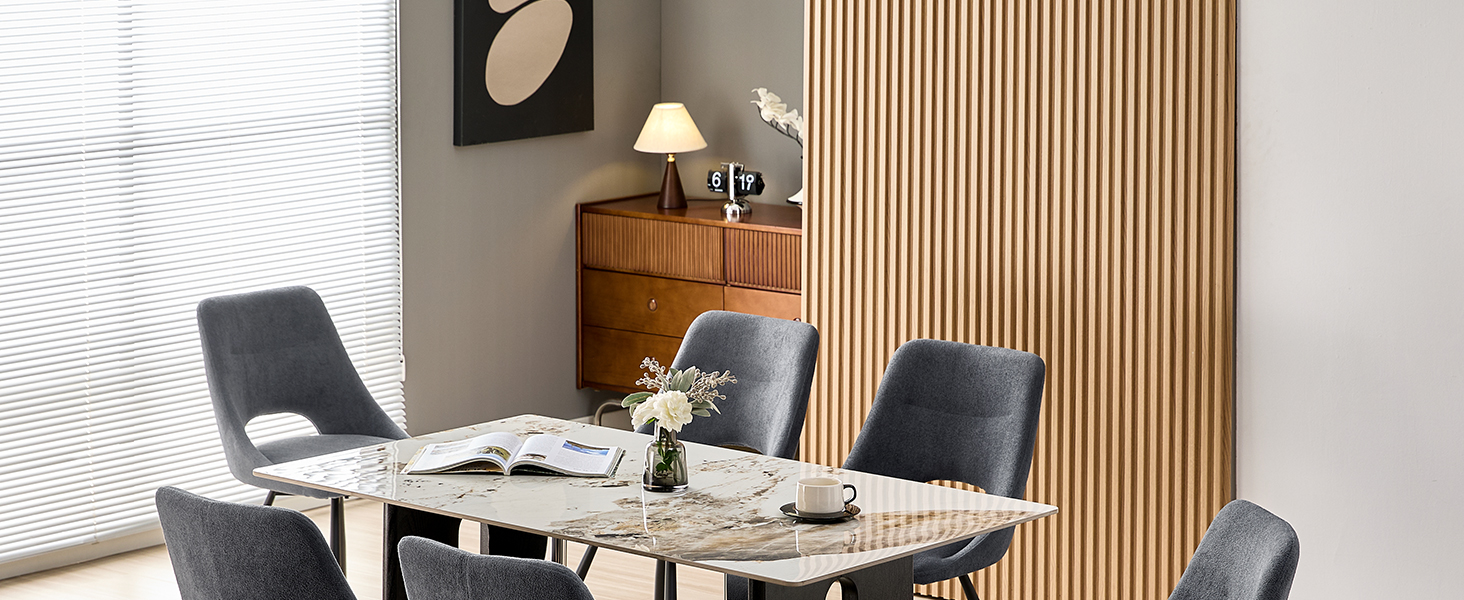 LEWE Комплект обідніх стільців 6 шт., поворотні, для кухні, вітальні, спальні, ергономічні, без підлокітників, тканина кашемір (темно-сірий, 4 поворотні)