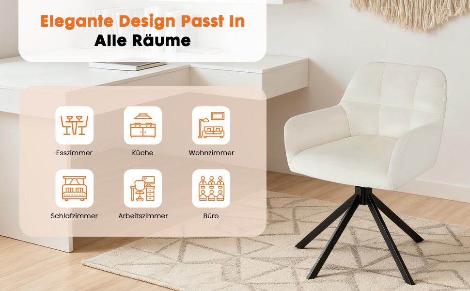 Набір з 4-х м'яких крісел Sweetcrispy для вітальні, кухні та робочого кабінету, з м'якою оббивкою з велюру, поворотні, з металевими ніжками, до 120 кг, зелені (бежеві)