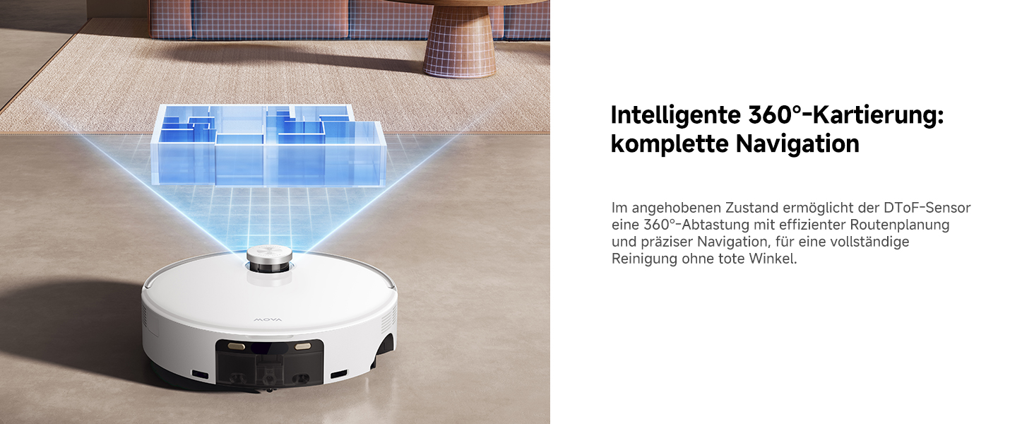 Робот-пилосос Mova V50 Ultra з функцією миття підлоги, 24000 Па, подолання перешкод 6 см, навігація Liftable Navigation+RGB AI+LED, 80°C гаряча вода, 63°C самостійна сушка, DuoSolution System, щітка Tricut (Z60 Ultra Standalone)