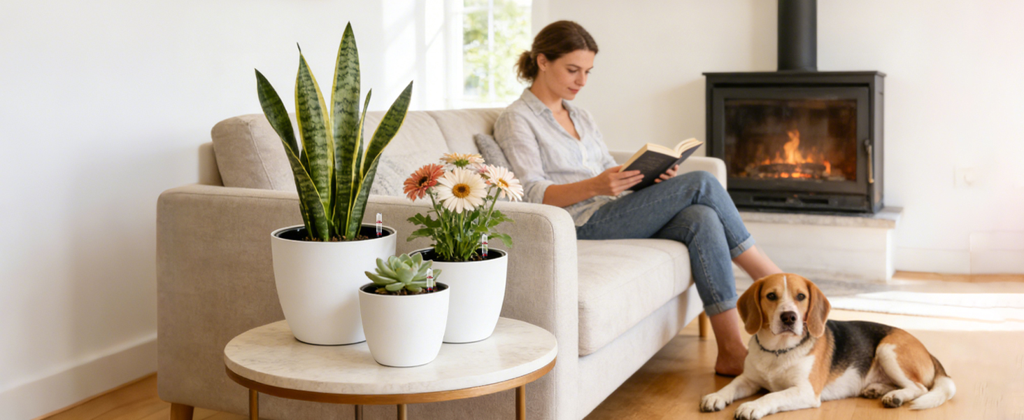 Автоматичний горщик для квітів з індикатором рівня води, 2 шт. - ідеальний вибір для зайнятих людей та початківців, підходить для монстери та розмарину, для дому та саду (білий, 17,5 см)