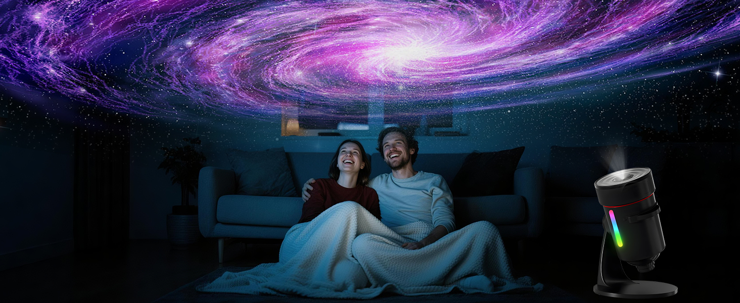 Проектор-планетарій QKTYB: 4K HD проектор зоряного неба та галактики, нічник з 360° обертанням та таймером для дітей та дорослих, чорний