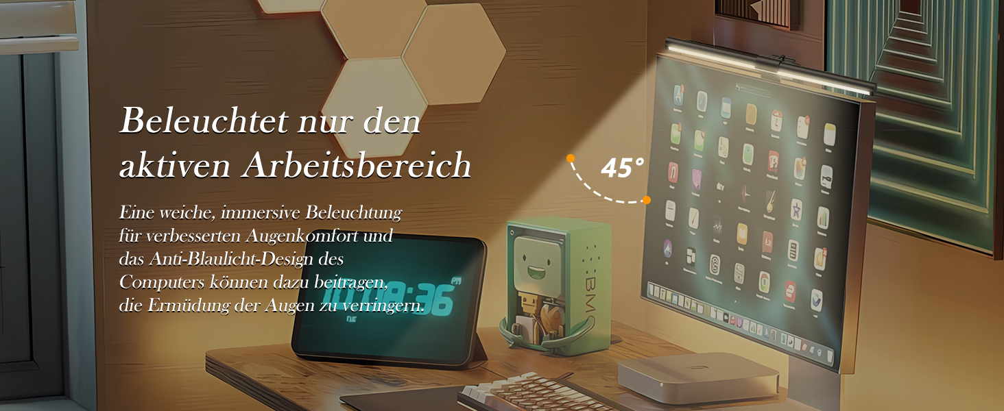 LED лампа для монітора з USB, сенсорне керування, захист від синього світла, регулювання яскравості та кольорової температури