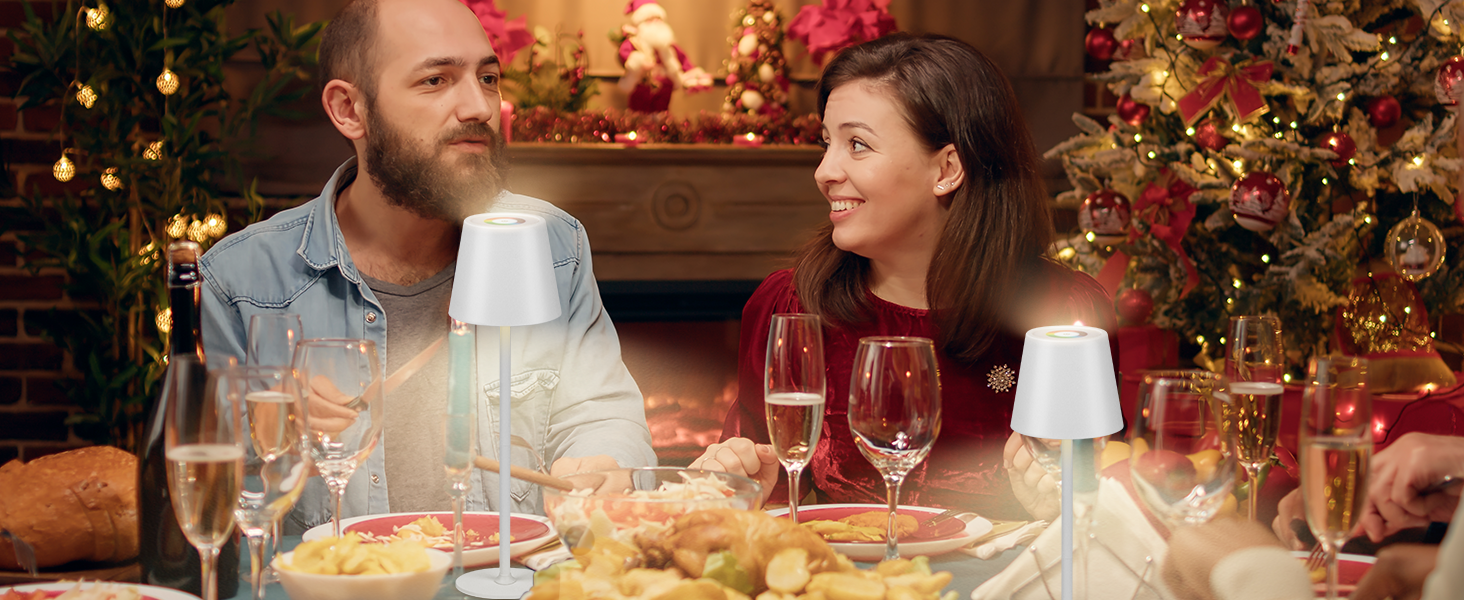 Дві бездротові LED-лампа настільні, перезаряджувані, 3000K та RGB, USB-C, 5500mAh, вологостійкі (Білий, 2 шт.)