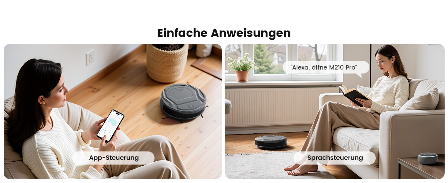 Робот-пилосос LEFANT M210P: потужний, для твердих підлог, з Wi-Fi, Bluetooth, Alexa, 2200Pa, для шерсті тварин