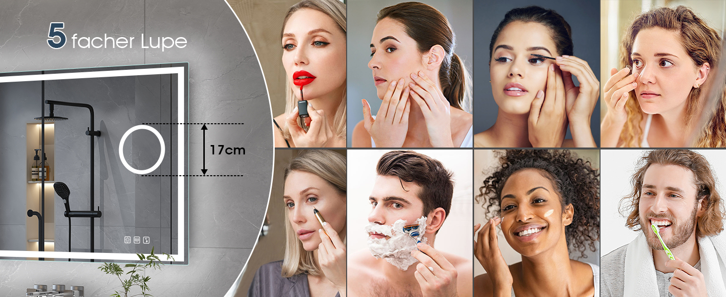 Дзеркало для ванної кімнати S'bagno Bluetooth з підсвічуванням 100x70 см, LED, антизапар, диммер, Bluetooth, HD скло, IP44, горизонтальне/вертикальне