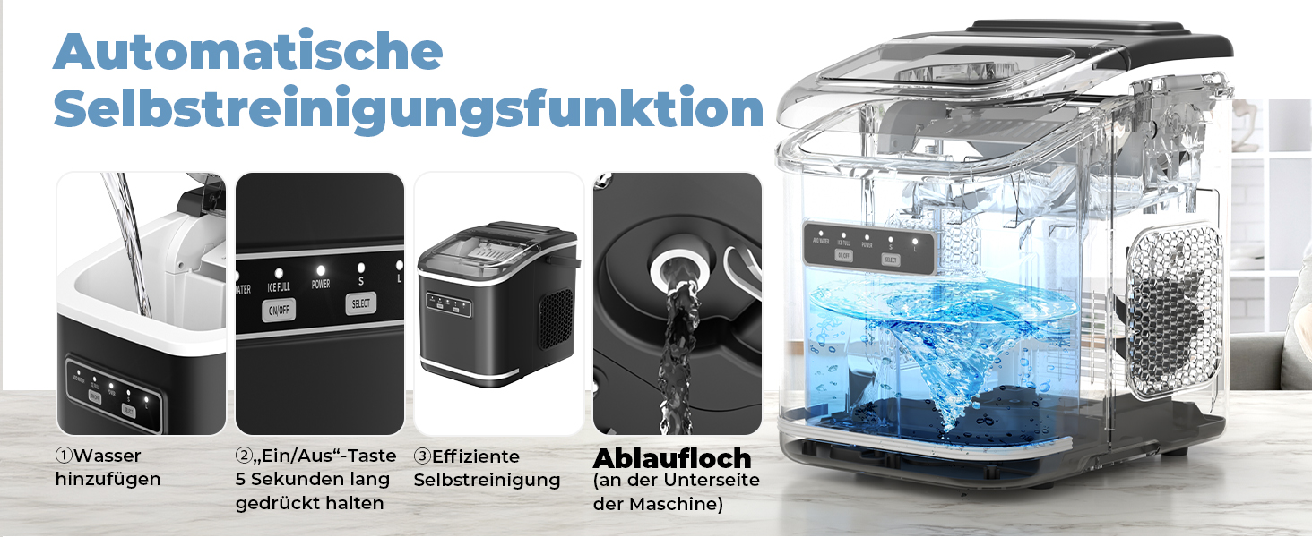 Машина для приготування льоду Acmeenjoy - компактна модель для кухні, офісу, бару та вечірок. Виготовляє 9 кубиків льоду за 6-8 хвилин, 12 кг за 24 години. Функція самоочищення.