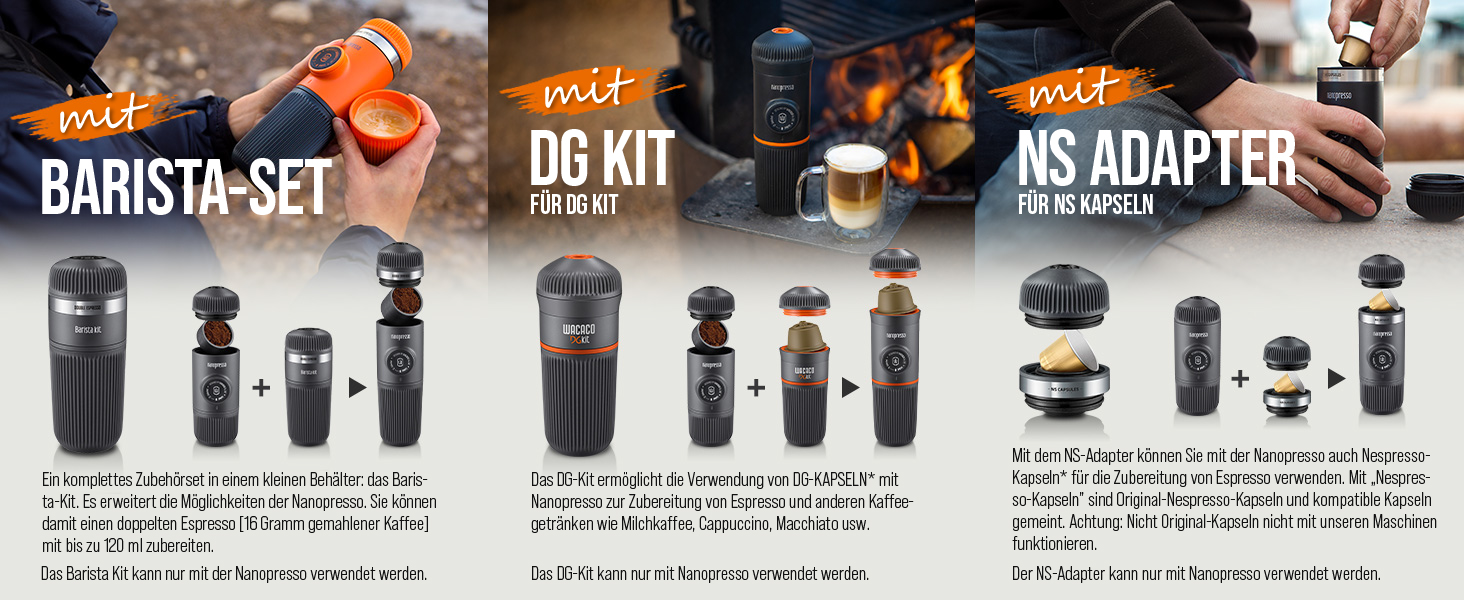 WACACO Nanopresso: портативна кавомашина для еспресо, чорна, 80 мл