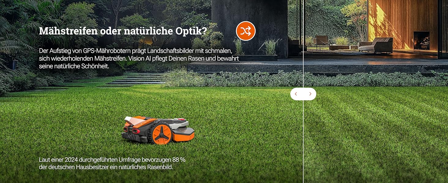 Робот-газонокосарка WORX Landroid Vision S250 WR202E для газонів до 250 м², AI косарка без обмежувального дроту, Wi-Fi, Bluetooth, розумне уникнення перешкод, захист їжаків