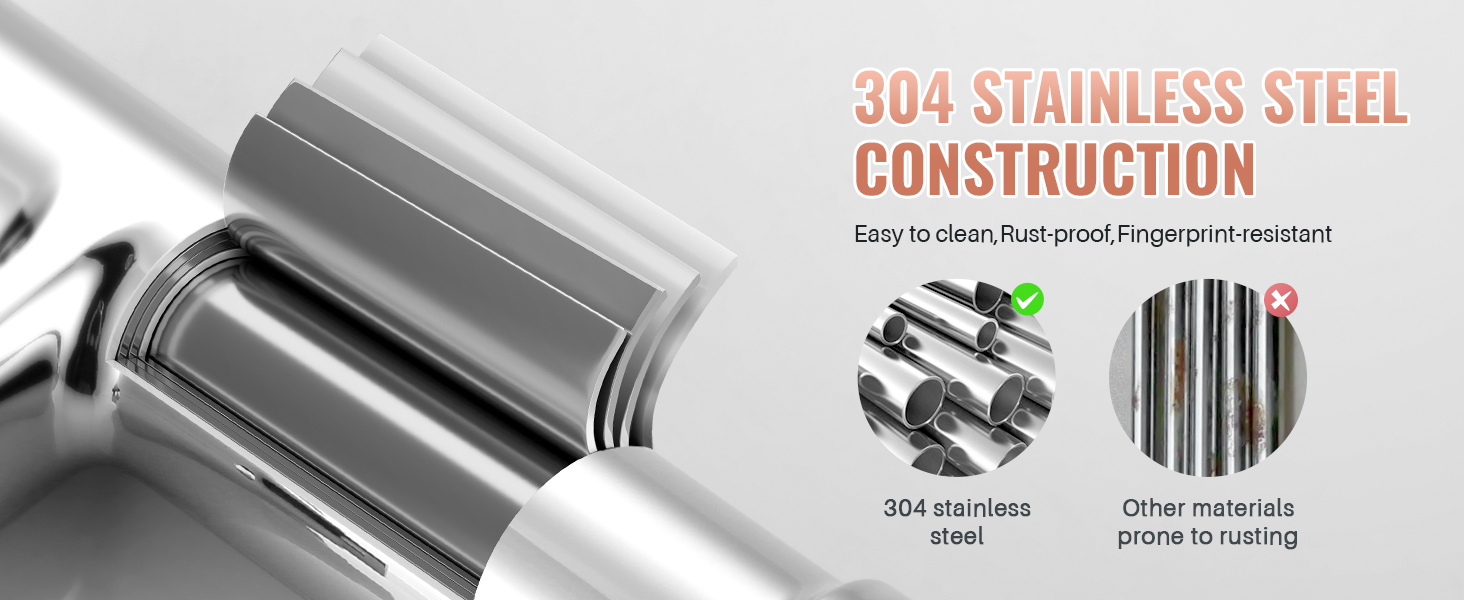 Змішувач для ванної кімнати, однорідний змішувач для раковини, хром, високий тиск, висота виливу 104 мм