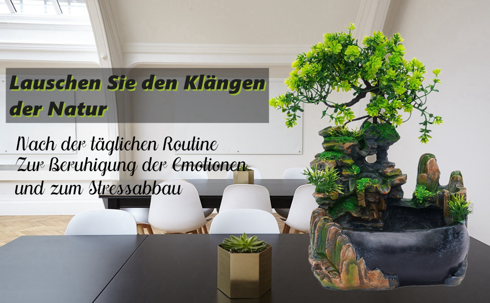 Кімнатний фонтан-водоспад з рослинами: для вітальні, спальні, офісу, кафе