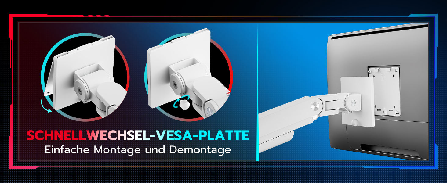 Кріплення для монітора ARES WING для 2 моніторів, 17-49 дюймів, газ-амортизатор, регулювання висоти, поворотний, VESA 75/100 мм, 2-20 кг, білий