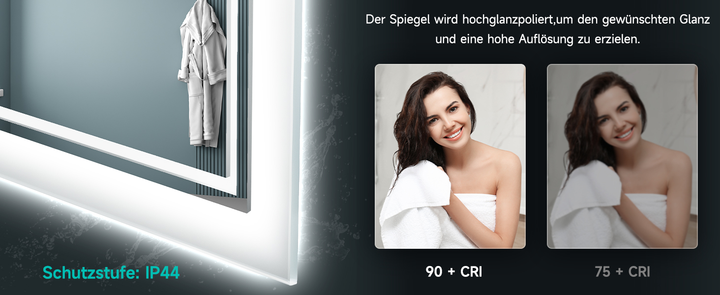 Дзеркало для ванної кімнати SONNI LED з підсвічуванням 80x60 см, прямокутне, біле