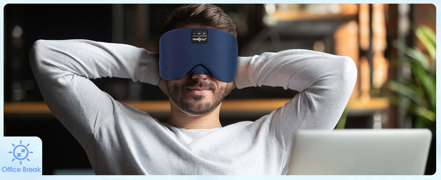 Маска для сну з Bluetooth-навушниками, 100% затемнення, шовкова тканина, для чоловіків та жінок, м'які навушники, Bluetooth-маска для сну, подорожей, блакитний колір