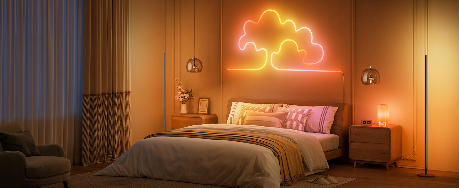Гнучка неонова LED-стрічка Govee Neon Rope Light 2 RGBIC, 5м, біла, для DIY дизайну та інтер'єру