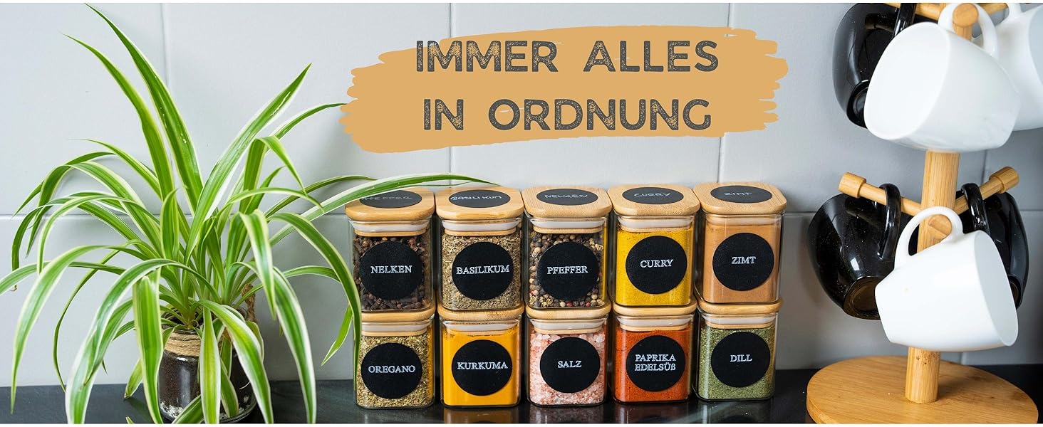 Набір скляних баночок для спецій Deco haus® з дерев'яними кришками (10 шт.) - Набір контейнерів для спецій, баночки для приправ