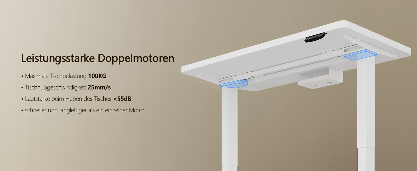 Регульований стіл, 160x80 см, електричний стоячий стіл з подвійним мотором, сенсорна панель, USB-A, кабель-менеджмент, стільниця 25 мм, ергономічний офісний стіл, білий