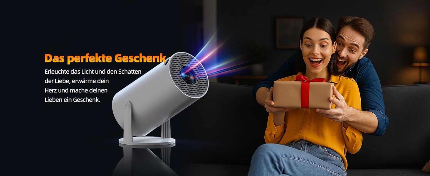 Портативний проєктор Mini Beamer 4K з WiFi6, Bluetooth 5.0 та Android 11.0. Підтримка HDMI, USB, Laptop для домашнього кінотеатру. Автоматичне вирівнювання зображення