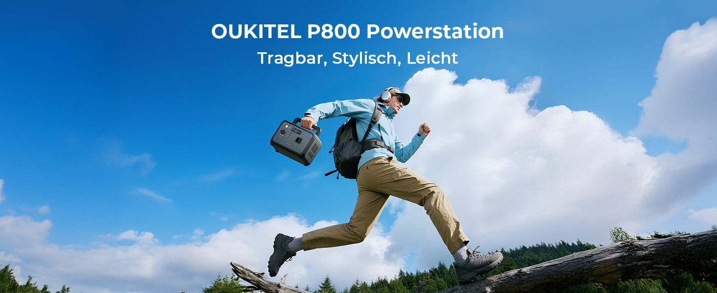 Портативна електростанція OUKITEL P800: 800W, 512Wh LiFePO4, USB-A/C, 1600W пікова потужність, для кемпінгу та подорожей