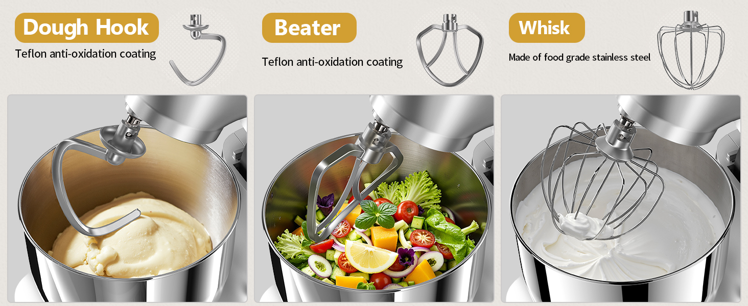 Кухонна машина Vezzio для випічки з планетарним міксером, 5.5л, 1500W, з набором насадок (крюк, вінчик, захист від бризок)