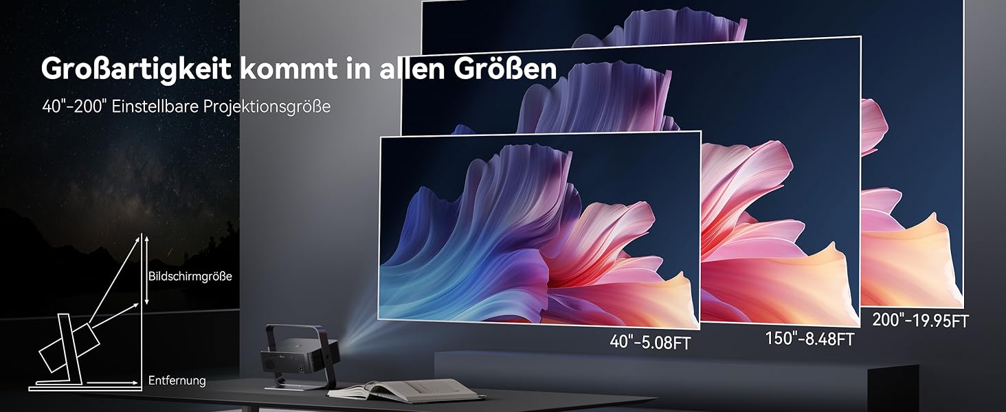 Проектор Beamer 4K з підтримкою 1500 ANSI, 1080P FHD, Smart, автоматичною корекцією трапеції, електричним фокусом, WiFi 6, Bluetooth для домашнього кінотеатру та на відкритому повітрі (сталево-сірий)