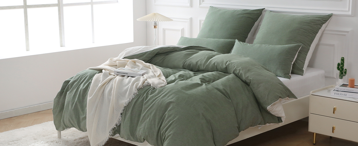 Набір постільної білизни SOULFUL 155x220, бавовна, салатовий, 2 шт. (1x155x220, 1x80x80)