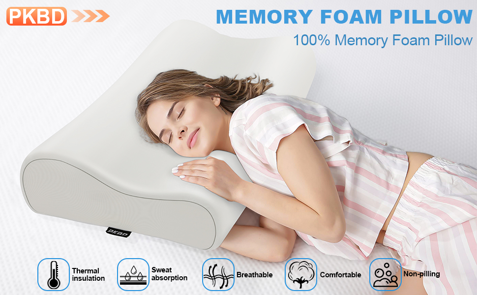 Ортопедична подушка для сну Memory Foam з чохлом (охолоджуючий шовк), 54*34*9/12 см, сіра