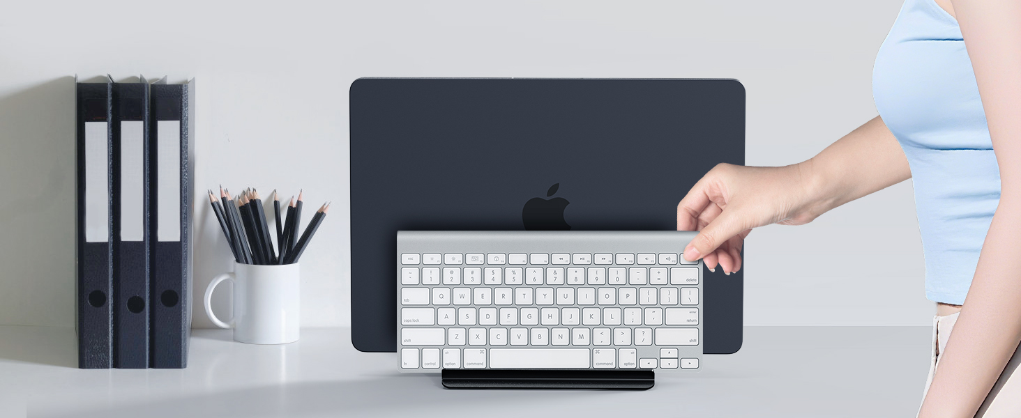 Підставка для ноутбука SODI вертикальна, автоматична, алюмінієва, чорна. Захист для MacBook Pro/Air, ноутбуків, планшетів, телефонів