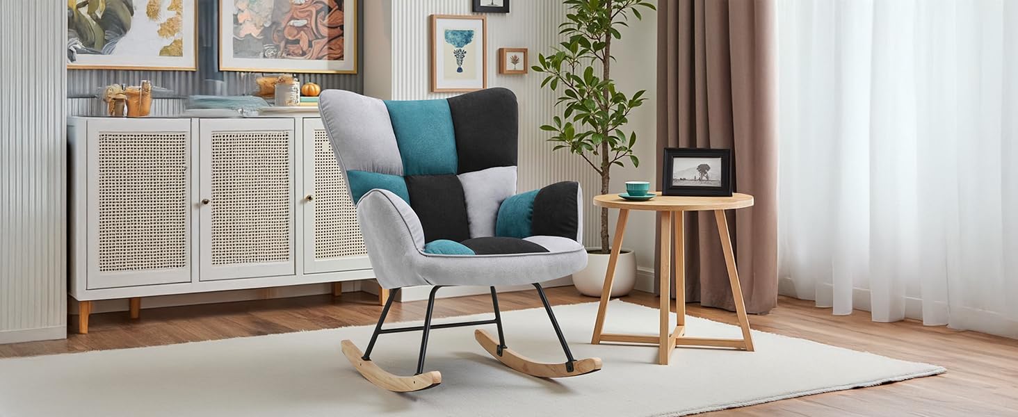 Крісло-гойдалка Vielllliving для спальні, до 150 кг, темно-сірий колір, розмір 91x98.5x71 см