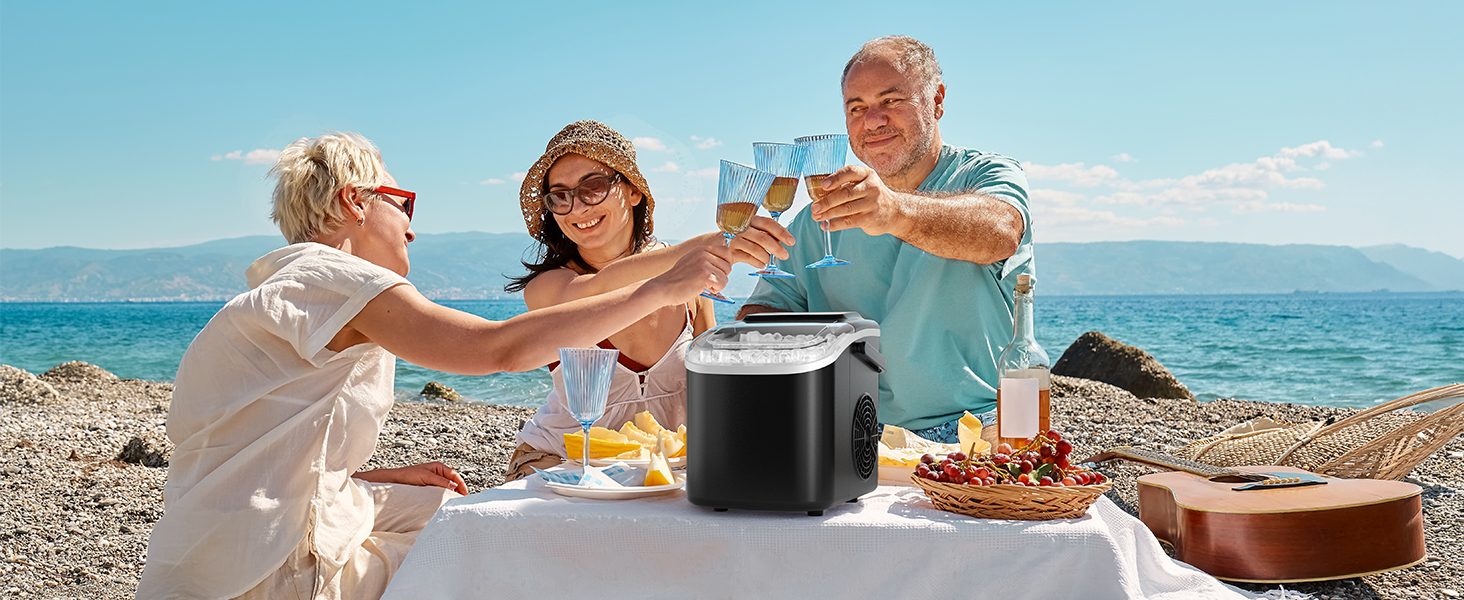 Машина для приготування льоду 12 кг/24 год, компактна модель 1,2 л, самоочищення, кошик/лопатка для льоду, 8 кубиків за 6-9 хвилин, для кухні/офісу/вечірки/дому/RV