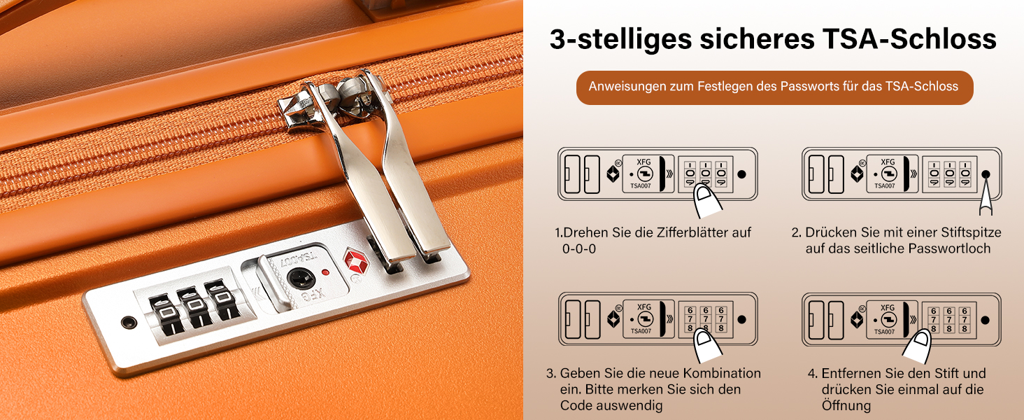 Набір валіз KONO 2 шт: ручна валіза-тележка 55 см + косметичка з поліпропілену, колір помаранчевий