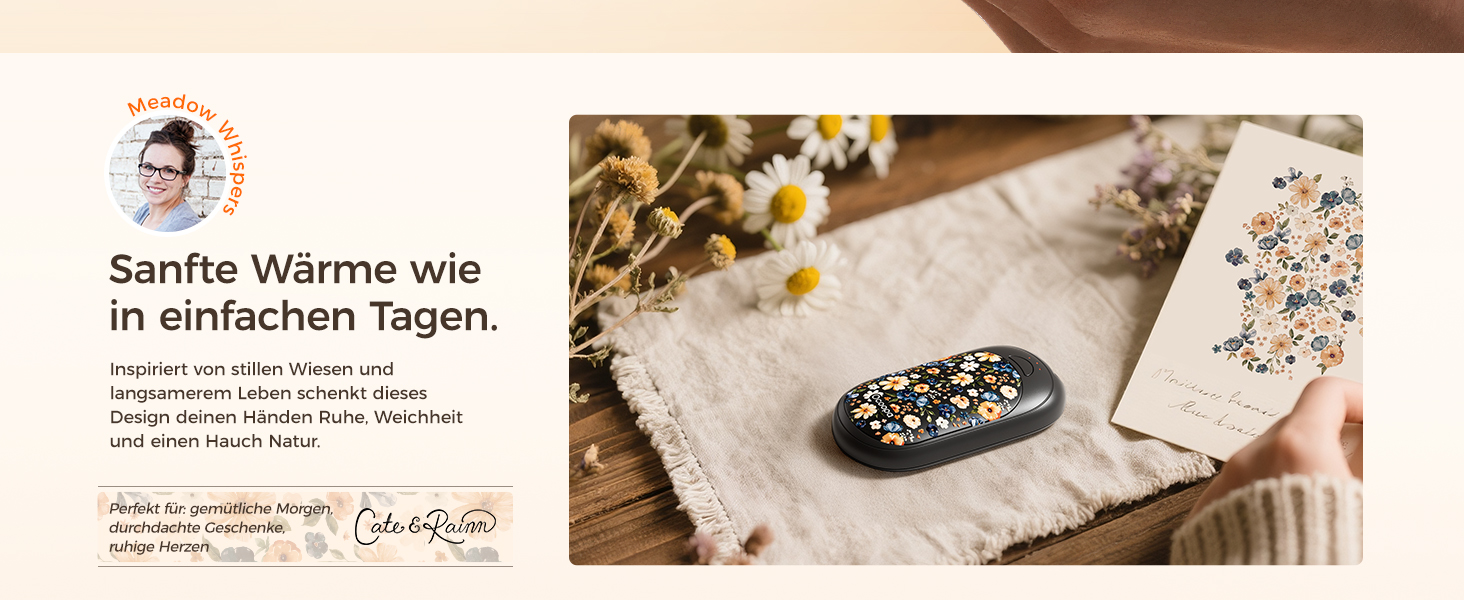 Електричні грілки для рук Ocoopa 2 шт. з магнітною основою, 5000mAh, 3 режими нагріву, компактні, для рукавичок, сумок, зимові аксесуари, подарунок для чоловіків та жінок (Lila_Weiß, Painted in Bloom (Ocoopa x Artist in Bloom)_Schwarz)