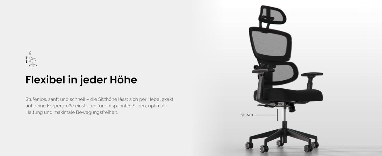 Ергономічне офісне крісло Move чорне, витримує до 150 кг, з гарантією 5 років