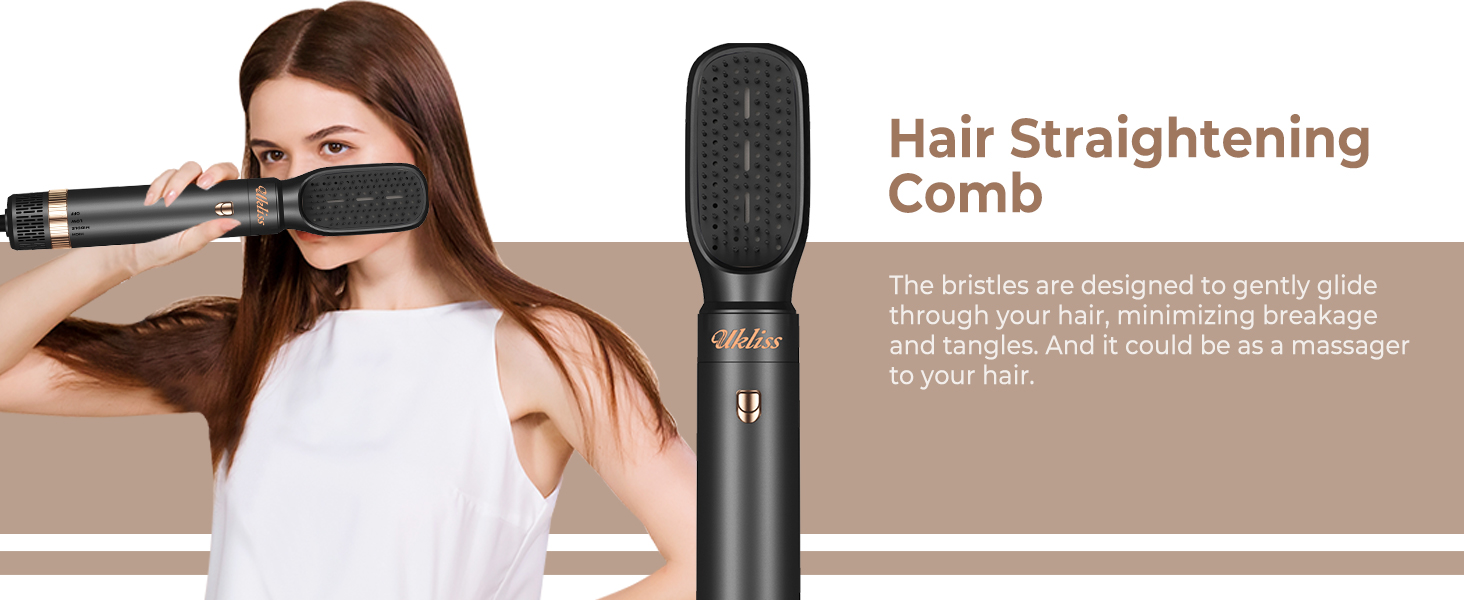 В 1, Hairstyler Hair Styler Набір щіток з теплим повітрям, Щітки для укладання Airstyler з автоматичною плойкою, масажна щітка з теплим повітрям, щітка для масажу з гарячим повітрям, щітка для випрямлення волосся (чорне золото), 6