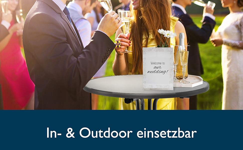 Стіл Beautissu розкладний Ø 70 см білий Bellini – стійкий, вологостійкий, з антиковзким покриттям. Ідеальний для відпочинку на відкритому повітрі, вечірок та барів. Легка збірка, готова до використання.