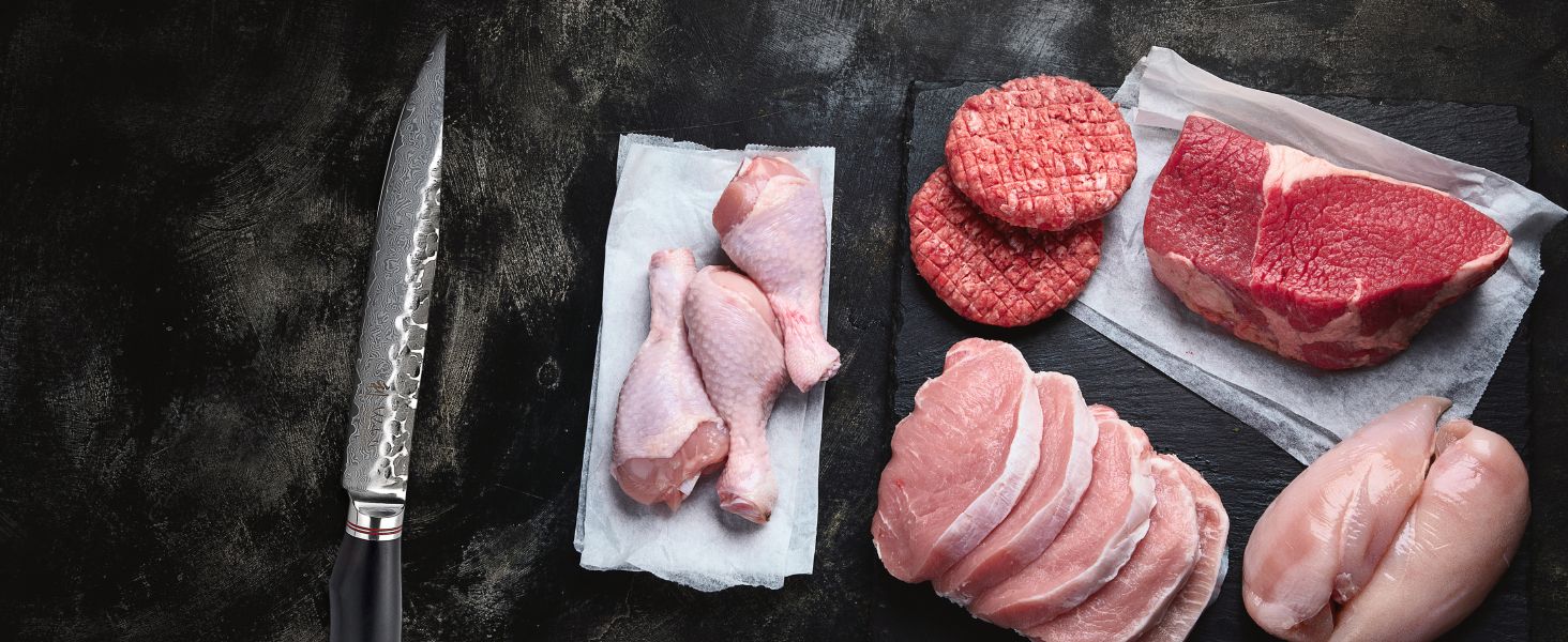 Ніж кухарський Wakoli EBO Premium з лезом 20 см з дамаської сталі 67 шарів та ручкою з чорного дуба | Професійний ніж для кухні