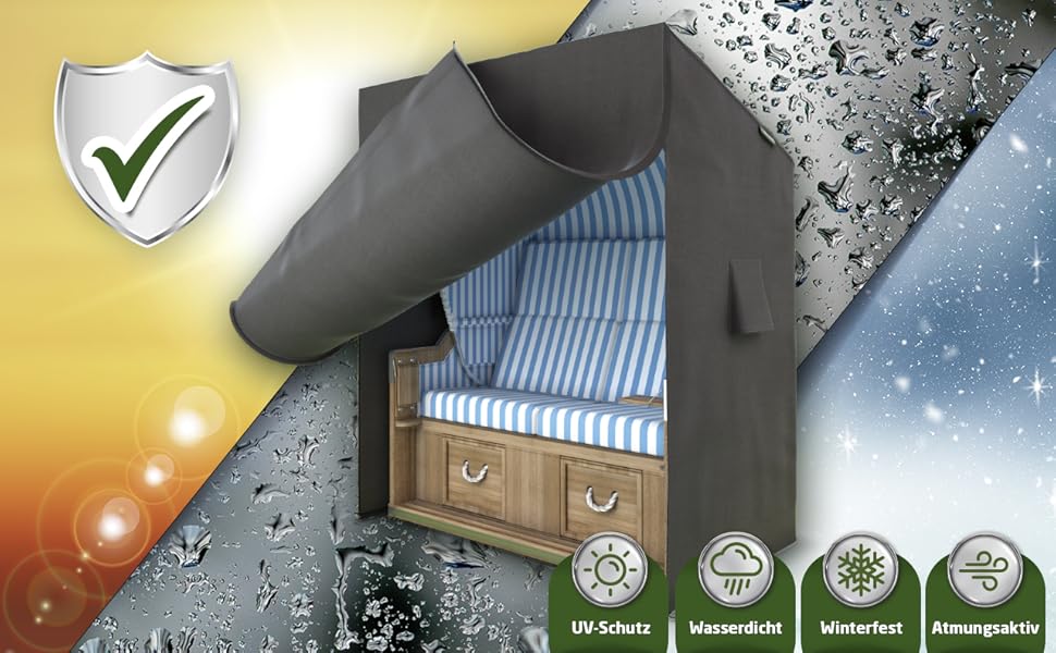 Чохол для плетенего крісла-гойдалки Waldner Oxford 600D, сірий антрацит 120x90x160 см, водонепроникний, зимовий, від сонця