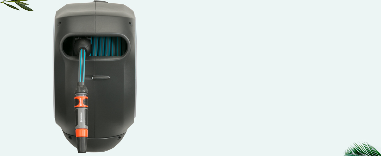 Шланг садовий Gardena RollUp M 20 м: гнучкий, з кріпленням на стіні, з розпилювачем, 20 м