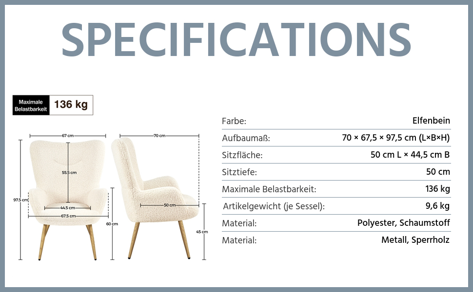 Крісло-мішок Yaheetech з поліестеру, крісло для телевізора, крісло-релакс, біле