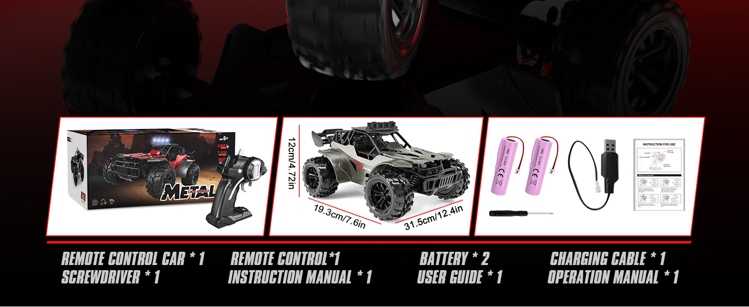 Радіокерований позашляховик 20 км/год, масштаб 1:20, металевий корпус, фари, 2 акумулятори (50 хв), 2.4Ghz, RC автомобіль - іграшка в подарунок