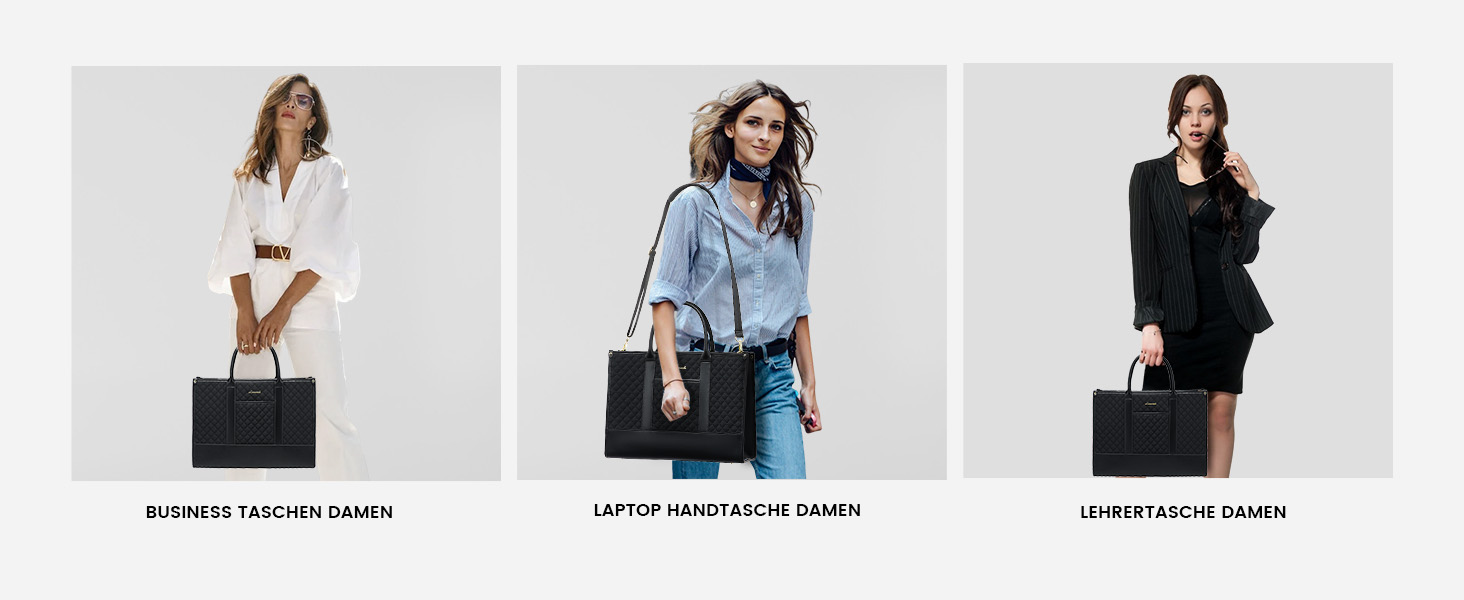 LOVEVOOK Сумка для ноутбука 15.6 дюймів, водонепроникна, для жінок, чорна, велика, ділова, шкіряна, для роботи, навчання, офісу, універсітету