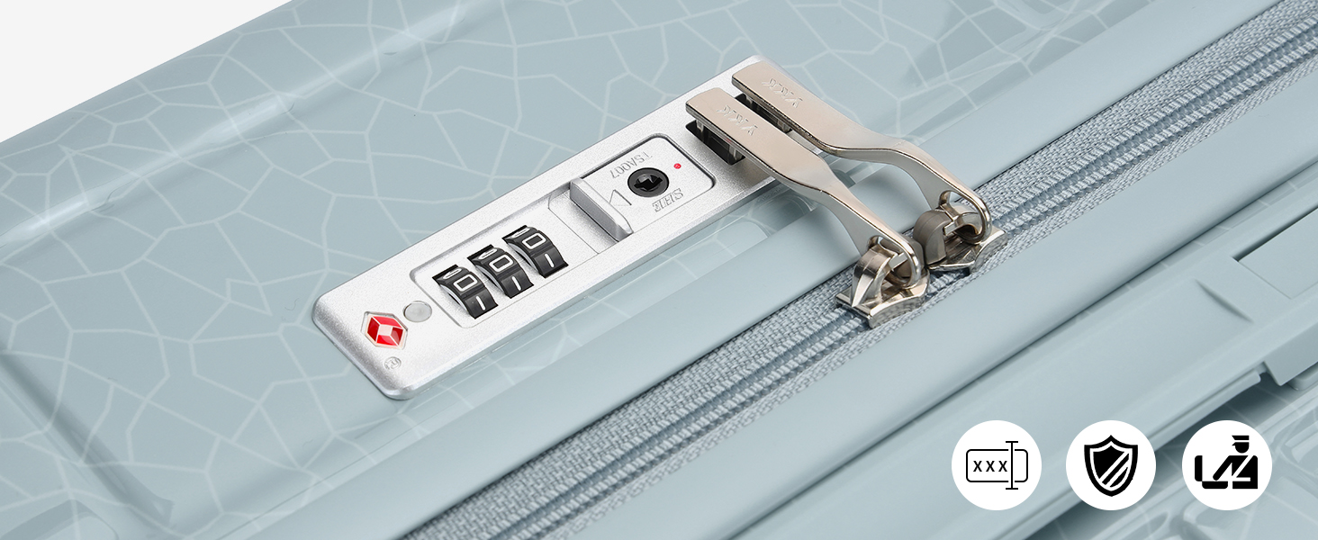 Набір валіз Sea Choice: 3 валізи (55/65/75 см) + косметичка, жорсткий корпус, TSA-замок, колір м'ятно-зелений